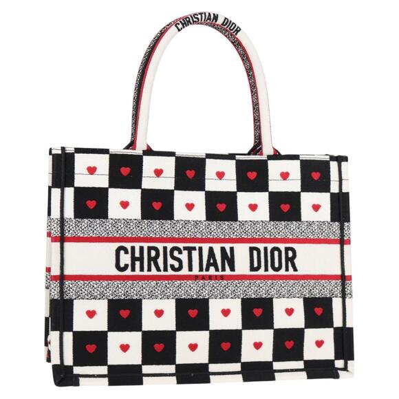 DIOR DIOR Amour Book Tote Tote Bag Canvas Black White - Picture 1 of 12